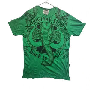 SURE Elephant Shirt Green Ganesha Ganesh Hindu Yoga Bohemian Vintage Casual Sz M